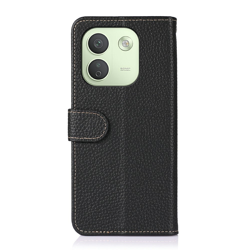 KHAZNEH för Xiaomi Redmi Note 17 Pro Max 5G Plånboksfodral Litchitextur Äkta Koläder Flipfodral