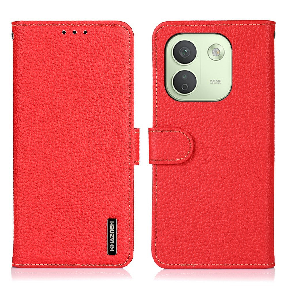 KHAZNEH för Xiaomi Redmi Note 17 Pro Max 5G Plånboksfodral Litchitextur Äkta Koläder Flipfodral
