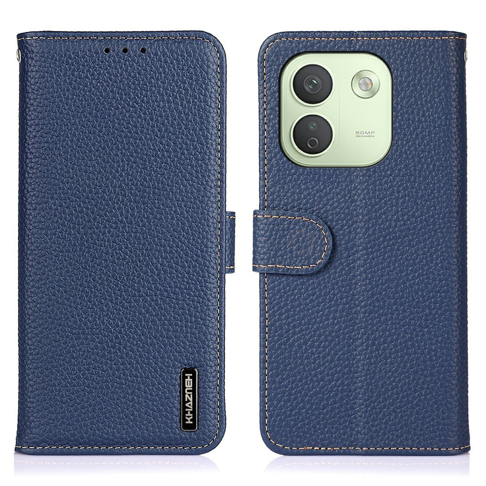 KHAZNEH för Xiaomi Redmi Note 17 Pro Max 5G Plånboksfodral Litchitextur Äkta Koläder Flipfodral
