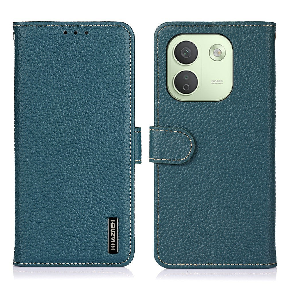 KHAZNEH för Xiaomi Redmi Note 17 Pro Max 5G Plånboksfodral Litchitextur Äkta Koläder Flipfodral