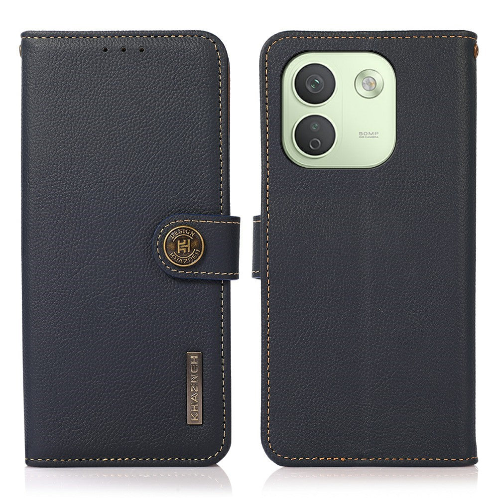 KHAZNEH för Xiaomi Redmi Note 17 Pro Max 5G-skal i äkta nötskinn, RFID-blockerande plånboksfodral