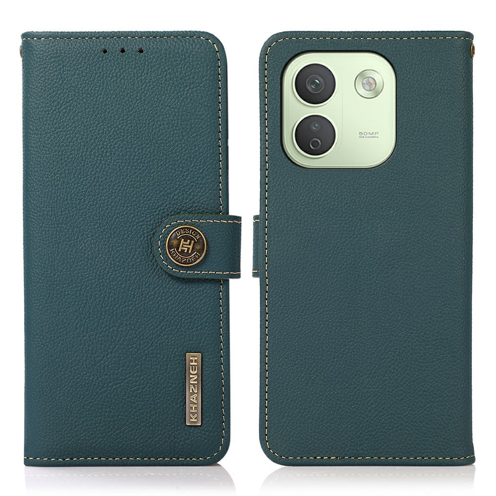 KHAZNEH för Xiaomi Redmi Note 17 Pro Max 5G-skal i äkta nötskinn, RFID-blockerande plånboksfodral