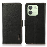 KHAZNEH for Xiaomi Redmi Note 17 Pro Max 5G Phone Case Litchi Texture Genuine Cow Leather Cover RFID Blocking
