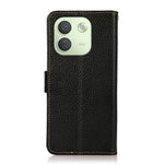 KHAZNEH for Xiaomi Redmi Note 17 Pro Max 5G Phone Case Litchi Texture Genuine Cow Leather Cover RFID Blocking
