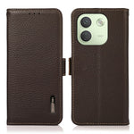 KHAZNEH for Xiaomi Redmi Note 17 Pro Max 5G Phone Case Litchi Texture Genuine Cow Leather Cover RFID Blocking