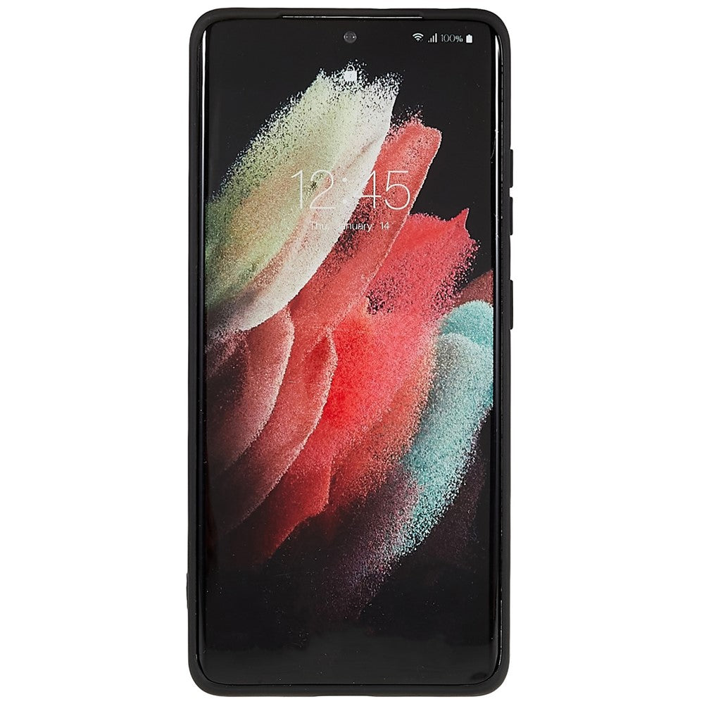 Samsung Galaxy S21 Ultra 5G mjukt TPU-mobilskal flytande silikontextur bågformad kant 2,0 mm tjockt reptåligt skal