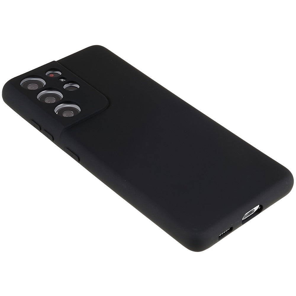 Samsung Galaxy S21 Ultra 5G mjukt TPU-mobilskal flytande silikontextur bågformad kant 2,0 mm tjockt reptåligt skal