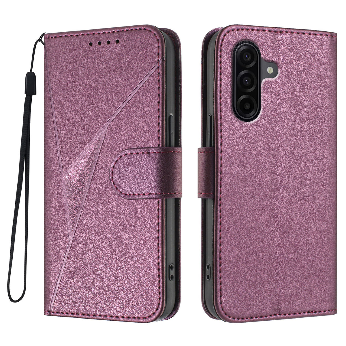 Samsung Galaxy A57 5G-skal med triangelmönster i läder och rem