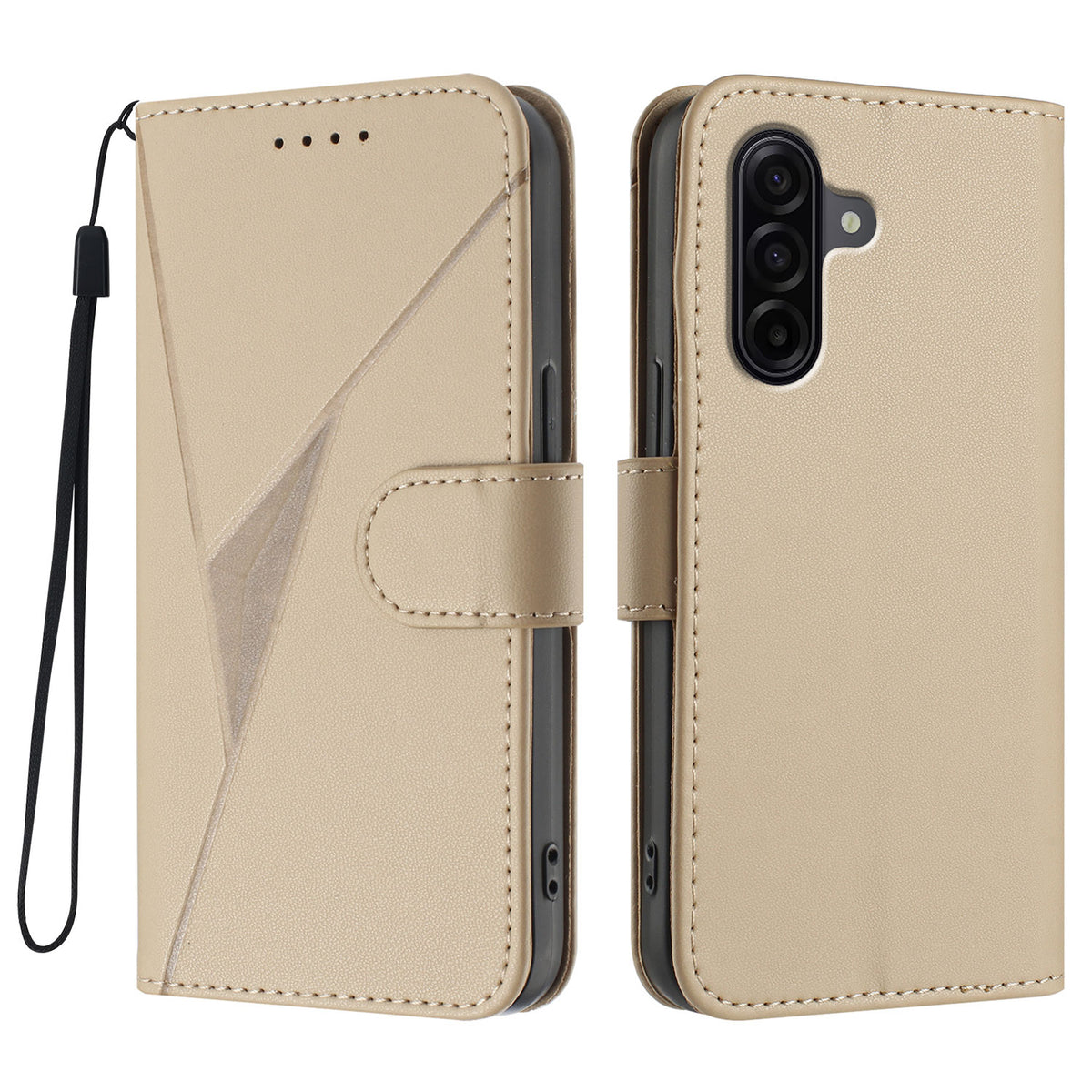 Samsung Galaxy A57 5G-skal med triangelmönster i läder och rem