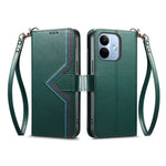 For Xiaomi Redmi Note 17 Pro 5G Case Wallet Stand Multi-color Stitching Leather Phone Cover with Wrist Strap