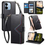 For Xiaomi Redmi Note 17 Pro 5G Case Wallet Stand Multi-color Stitching Leather Phone Cover with Wrist Strap