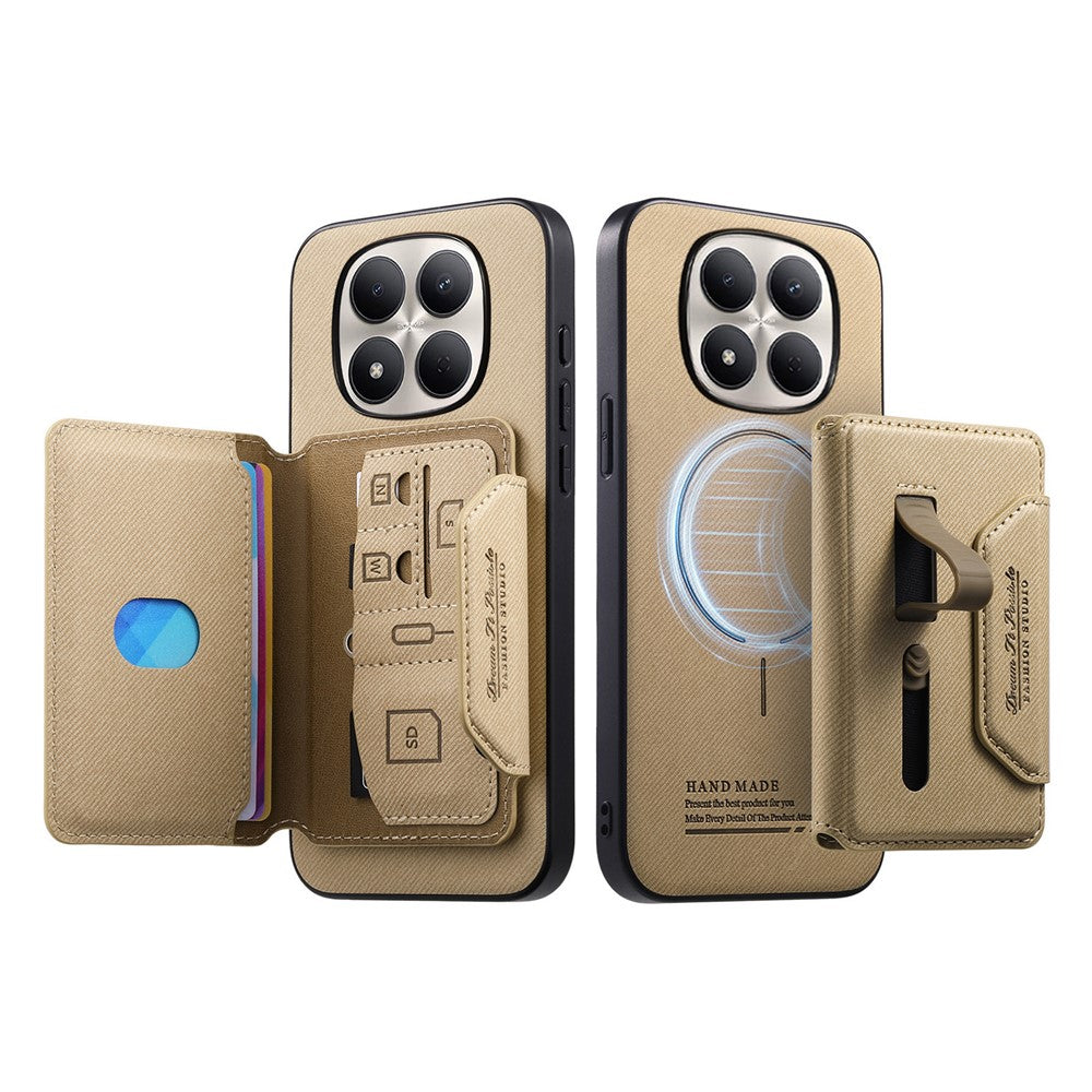 Magnetic Case for Xiaomi Redmi Note 15 5G (Global) / Note 15 4G (Global) / Poco M8 5G , PU Leather + PC + TPU Anti-Scratch Back Cover with Detachable Card Holder