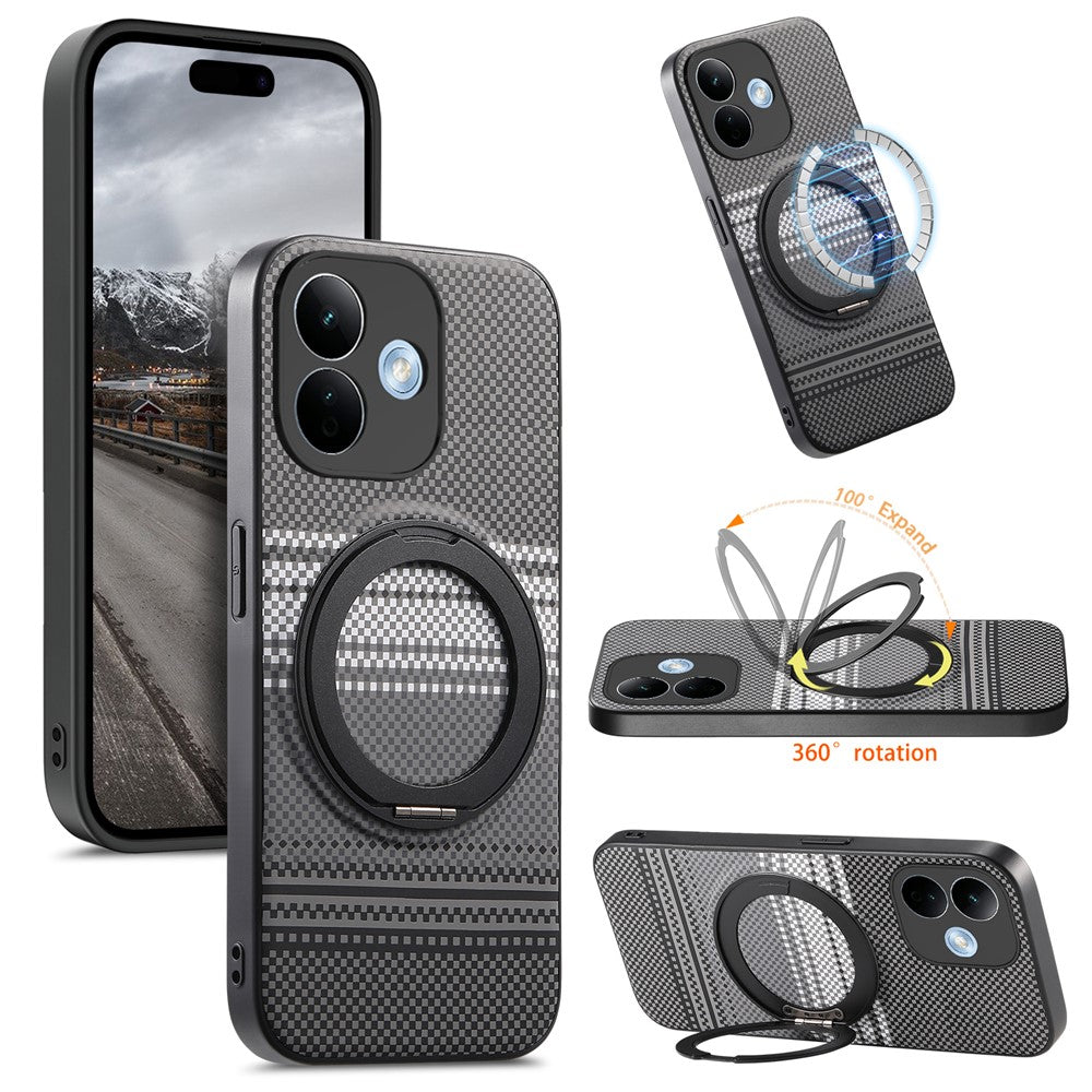 Xiaomi Redmi Note 17 Pro 5G Magnetiskt Skal Roterande Stativ PU Läder + PC + TPU mobilskal