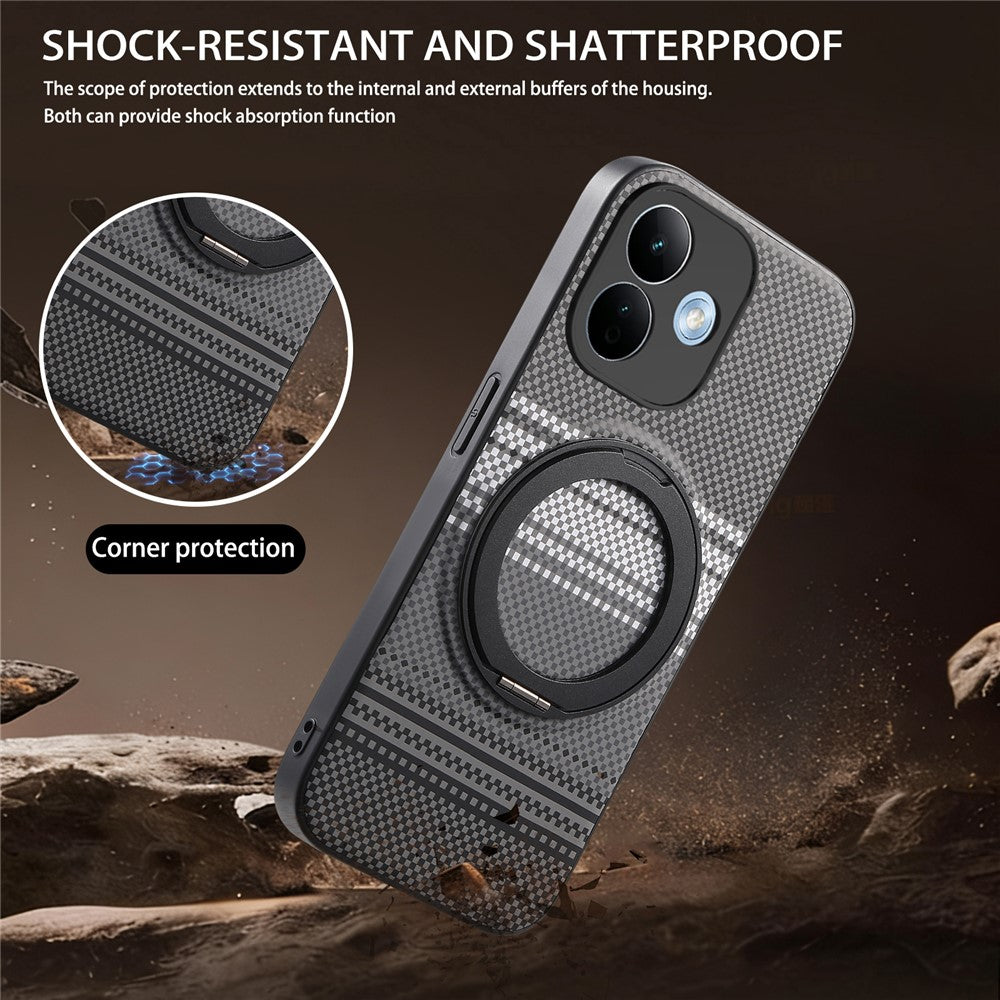 Xiaomi Redmi Note 17 Pro 5G Magnetiskt Skal Roterande Stativ PU Läder + PC + TPU mobilskal