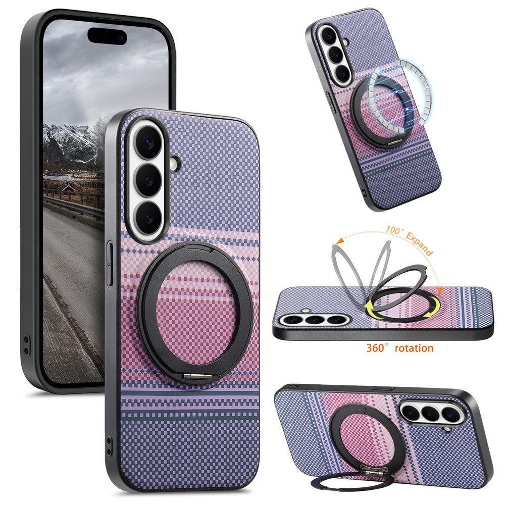 Samsung Galaxy A57 5G Magnetiskt Skal Roterande Stativ PU Läder + PC + TPU mobilskal