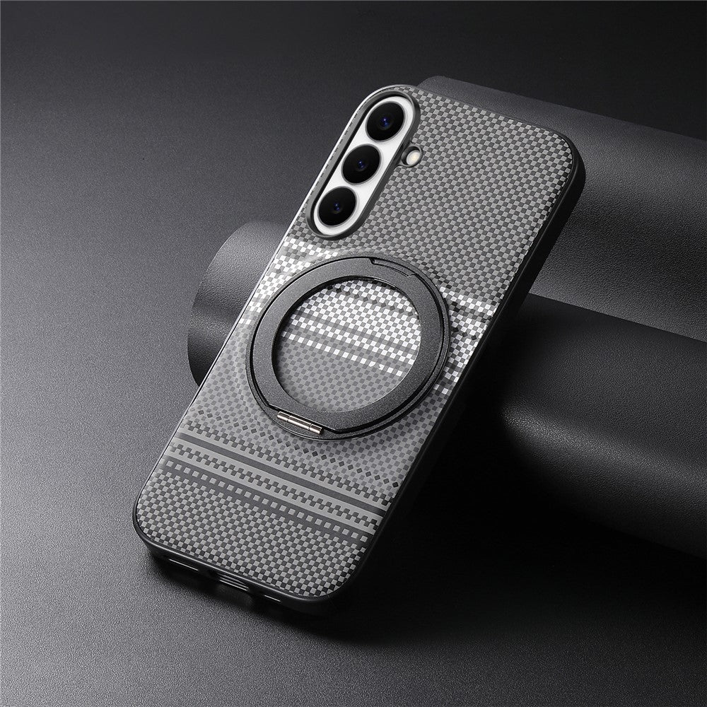 For Samsung Galaxy S24 Magnetic Case Rotation Kickstand PU Leather + PC + TPU Phone Cover