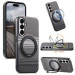 For Samsung Galaxy S24+ Magnetic Case Rotation Kickstand PU Leather + PC + TPU Phone Cover