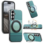 For Samsung Galaxy S24+ Magnetic Case Rotation Kickstand PU Leather + PC + TPU Phone Cover
