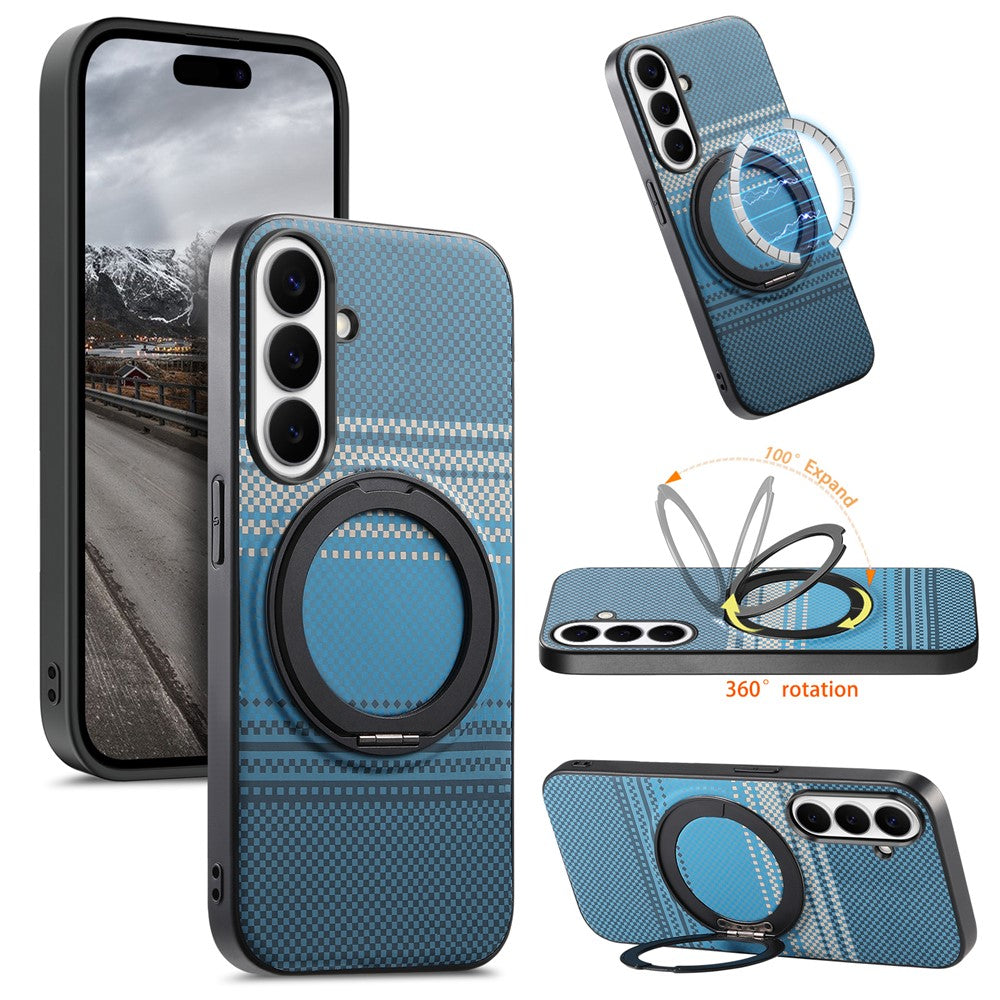 Samsung Galaxy A35 5G Magnetiskt Skal Roterande Stativ PU Läder + PC + TPU mobilskal