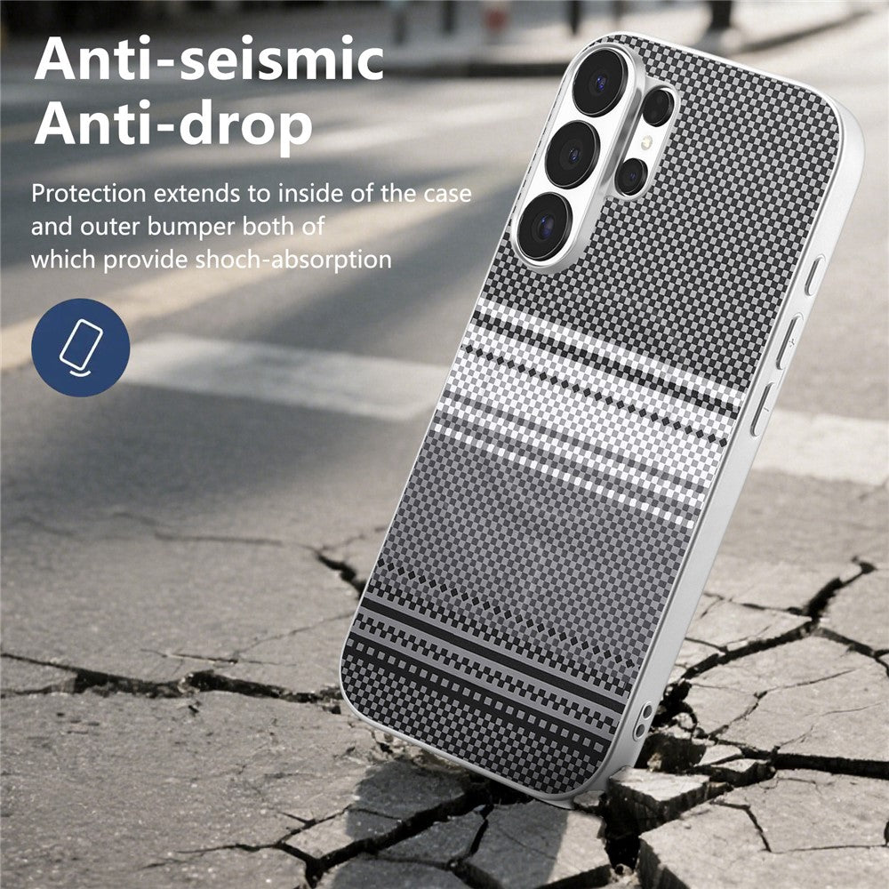 Samsung Galaxy S26 Ultra Magnetiskt Skal Stjärngrå Ram Vävd Textur PU Läder TPU PC Stötsäkert mobilskal