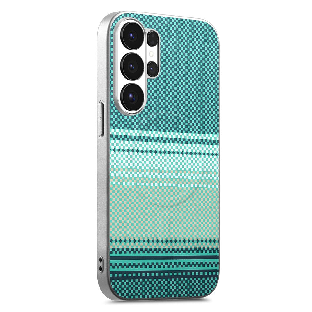For Samsung Galaxy S26 Ultra Magnetic Case Starry Grey Frame Woven Texture PU Leather TPU PC Shockproof Phone Cover