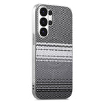 Samsung Galaxy S25 Ultra-magnetisk skal, stjernegrå ramme, vævet tekstur, PU-læder TPU PC-stødsikkert mobilskal
