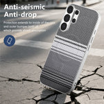 Samsung Galaxy S25 Ultra-magnetisk skal, stjernegrå ramme, vævet tekstur, PU-læder TPU PC-stødsikkert mobilskal