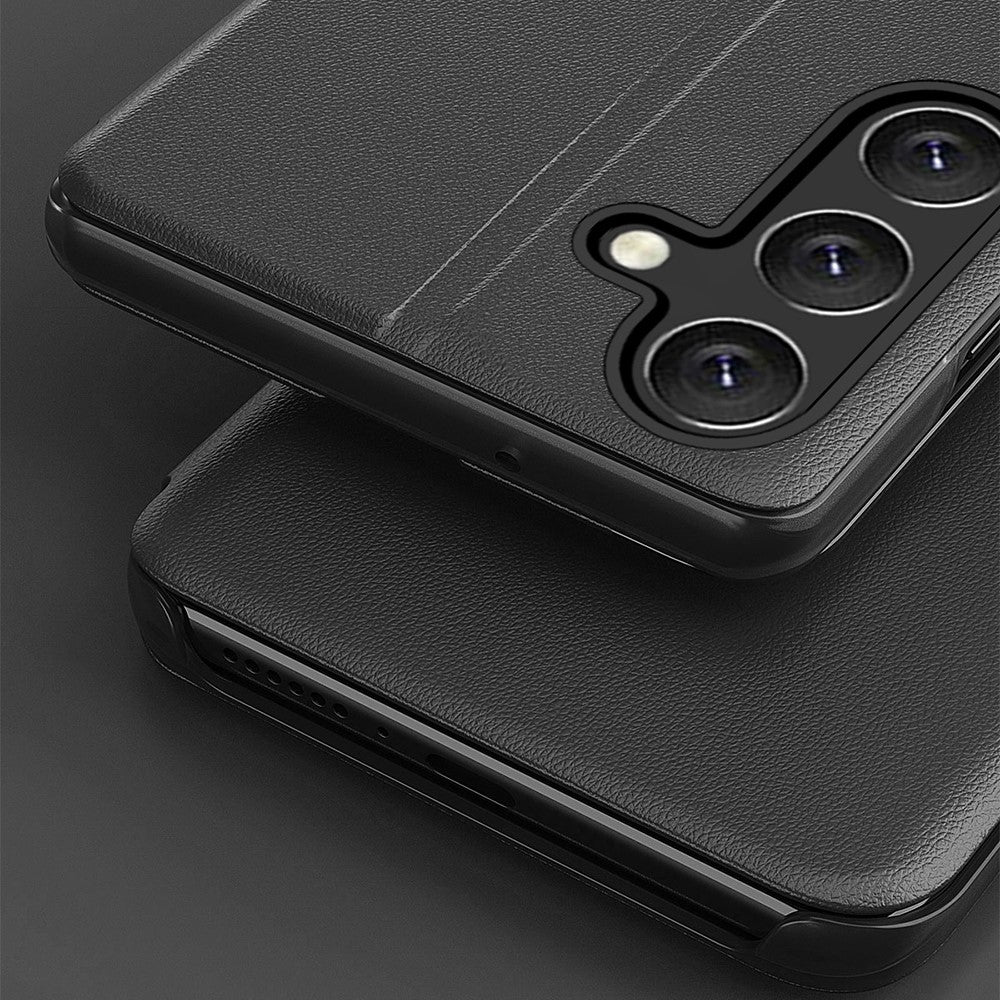 Samsung Galaxy S26 FE mobilskal View Window Folio Flip PU Läder Stativfodral