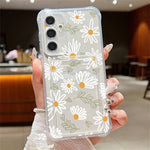 Samsung Galaxy S26-skal med kortplats, blommigt mönster, krockkudde, stötsäkert TPU-skal