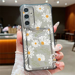 Samsung Galaxy S25-skal med kortplats, blommigt mönster, krockkudde, stötsäkert TPU-skal