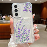 Samsung Galaxy S25-skal med kortplats, blommigt mönster, krockkudde, stötsäkert TPU-skal