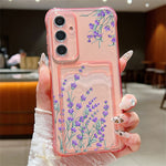 Samsung Galaxy S25-skal med kortplats, blommigt mönster, krockkudde, stötsäkert TPU-skal