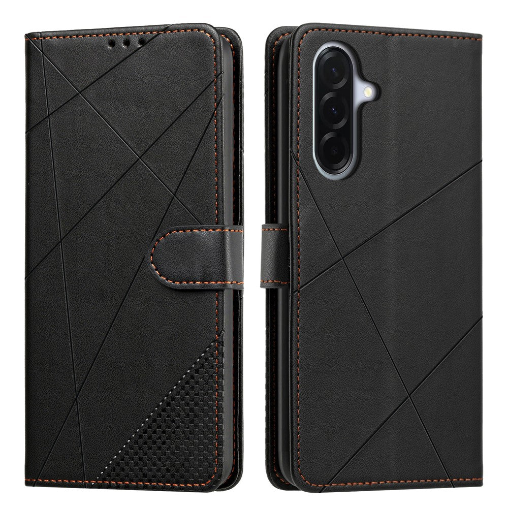 Tegnebogsetui til Samsung Galaxy A26 5G / A18 5G / A18 4G / A17 5G / A17 4G / A16 5G / A16 4G, justerbart stativ, magnetlukning, tryk, firkantet læderflipetui