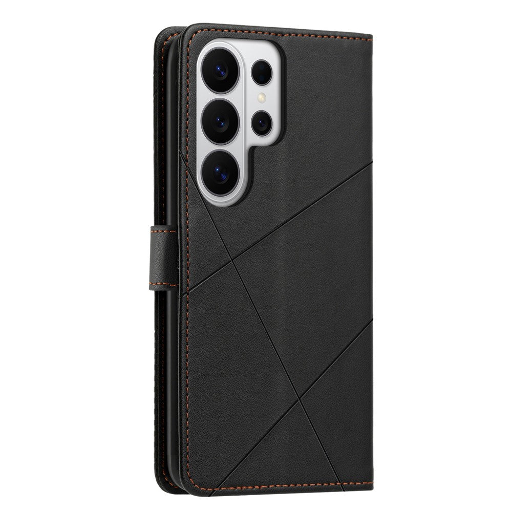 Samsung Galaxy S26 Ultra-pungcover med justerbart stativ, magnetisk spænde, aftryk og firkantet læderklap