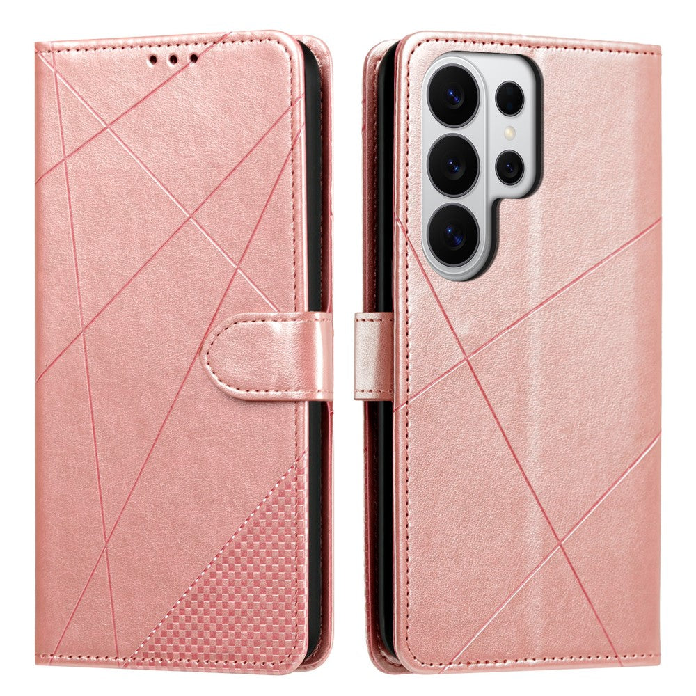 Samsung Galaxy S26 Ultra-pungcover med justerbart stativ, magnetisk spænde, aftryk og firkantet læderklap