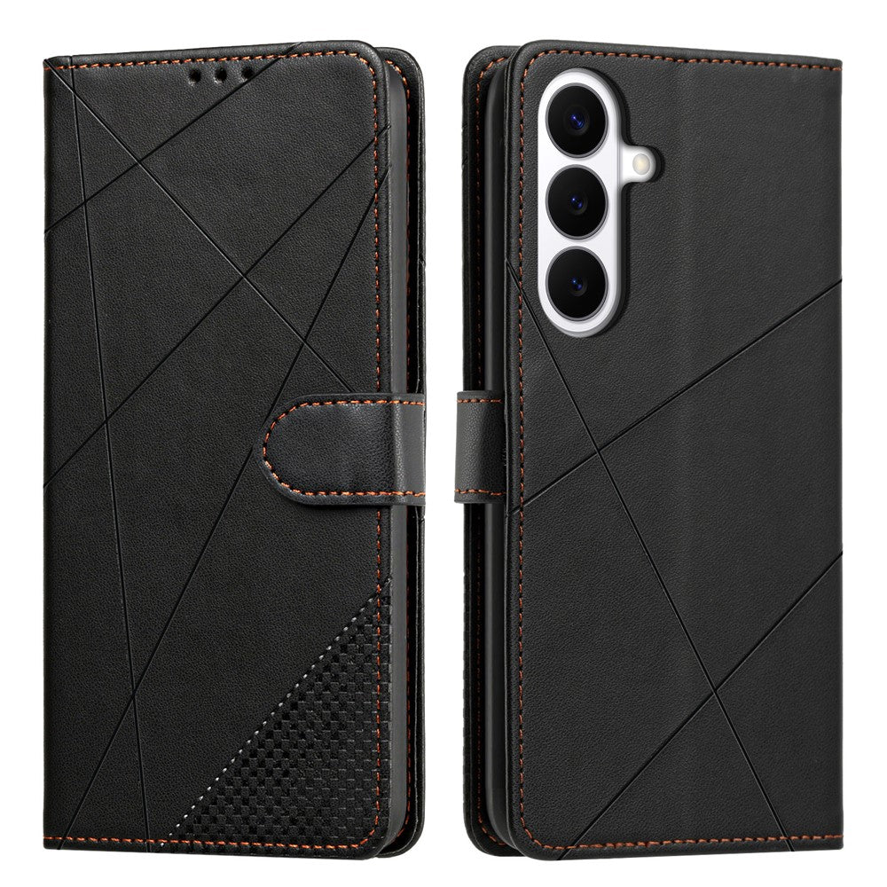 Samsung Galaxy S25+ / S24+ Plånboksfodral Justerbart stativ Magnetiskt spänne Avtryck Fyrkantigt Läderflikfodral