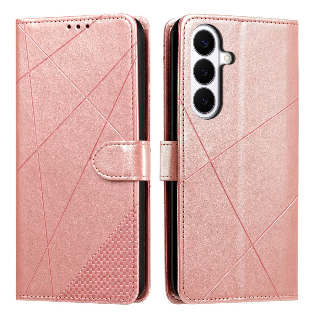 For Samsung Galaxy S25+  /  S24+ Wallet Case Adjustable Stand Magnetic Clasp Imprint Square Leather Flip Phone Cover