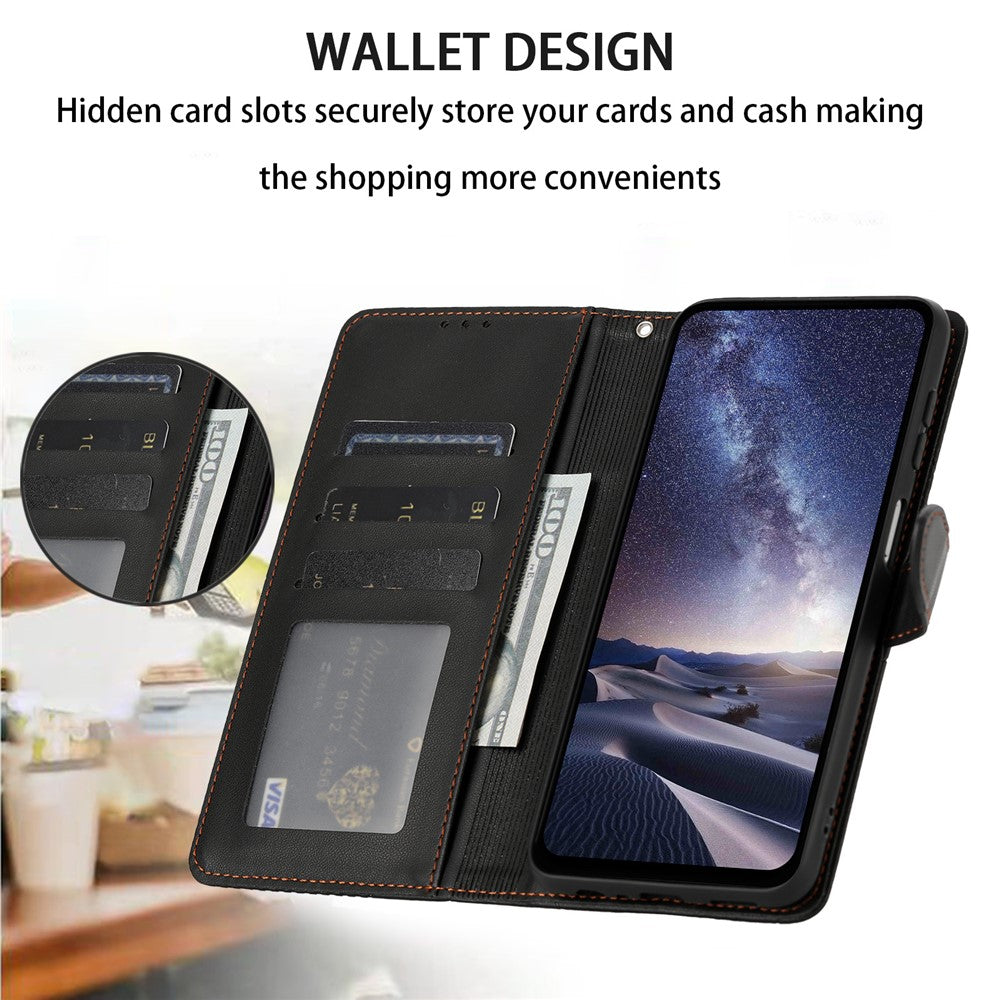 For Samsung Galaxy S24 Ultra Wallet Case Adjustable Stand Magnetic Clasp Imprint Square Leather Flip Phone Cover