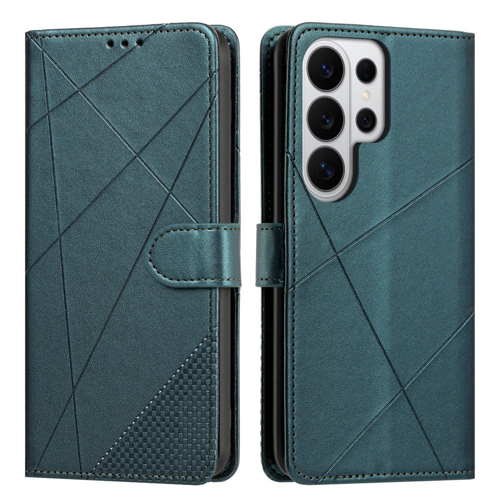 For Samsung Galaxy S24 Ultra Wallet Case Adjustable Stand Magnetic Clasp Imprint Square Leather Flip Phone Cover