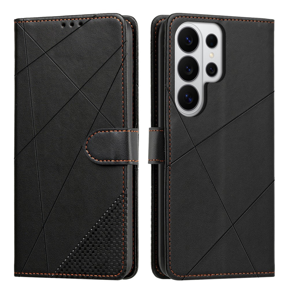 Samsung Galaxy S25 Ultra Plånboksfodral Justerbart Stativ Magnetiskt Spänne Avtryck Fyrkantigt Läderflikfodral
