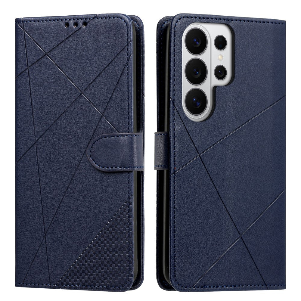 For Samsung Galaxy S25 Ultra Wallet Case Adjustable Stand Magnetic Clasp Imprint Square Leather Flip Phone Cover