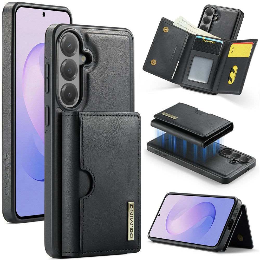 DG.MING M6-serien för Samsung Galaxy S26 FE-skal magnetiskt RFID-blockerande plånbok PU + PC + TPU-mobilskal