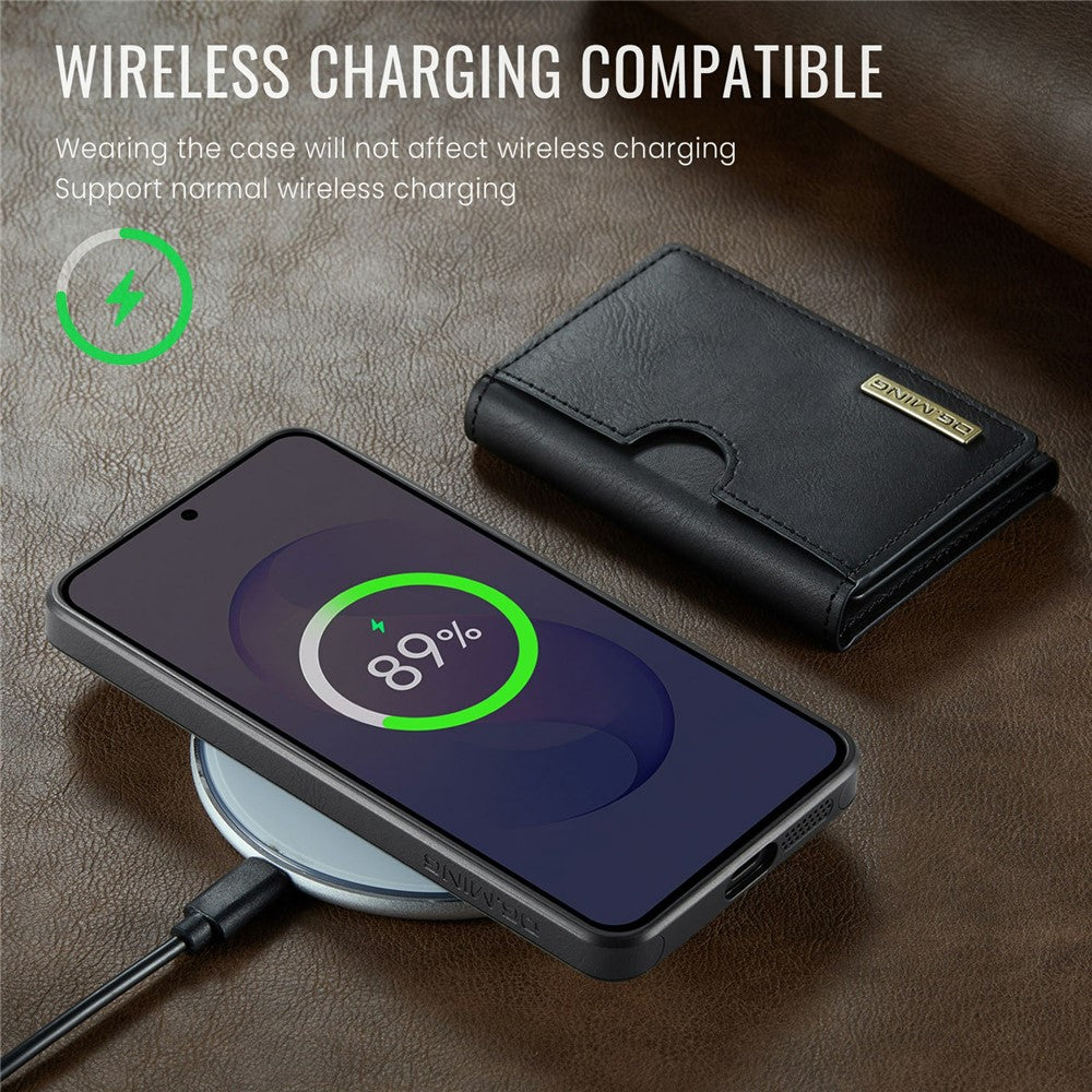 DG.MING M6-serien för Samsung Galaxy S26 FE-skal magnetiskt RFID-blockerande plånbok PU + PC + TPU-mobilskal