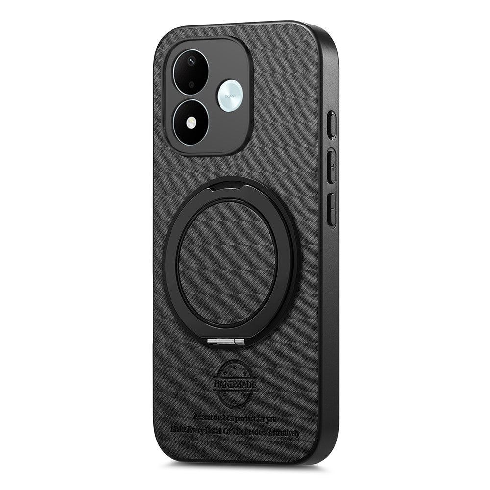Mobilskal til Xiaomi Redmi Note 17 4G (Global) / Note 17 5G (Global) / Note 17 (Indien/Kina) 5G med roterbart stativ, denimstruktur, læder og stødsikker bagside