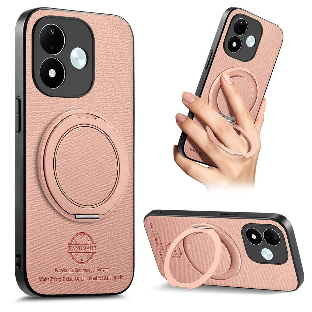Mobilskal til Xiaomi Redmi Note 17 4G (Global) / Note 17 5G (Global) / Note 17 (Indien/Kina) 5G med roterbart stativ, denimstruktur, læder og stødsikker bagside