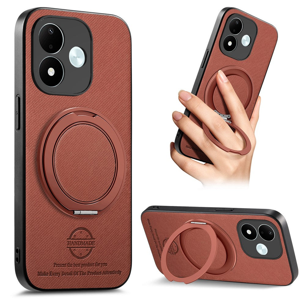 Mobilskal til Xiaomi Redmi Note 17 4G (Global) / Note 17 5G (Global) / Note 17 (Indien/Kina) 5G med roterbart stativ, denimstruktur, læder og stødsikker bagside