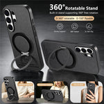 For Samsung Galaxy S25 Ultra Case Rotatable Kickstand Jeans Cloth Texture Leather Anti-Fall Phone Back Cover