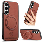 For Samsung Galaxy S25+ Case Rotatable Kickstand Jeans Cloth Texture Leather Anti-Fall Phone Back Cover