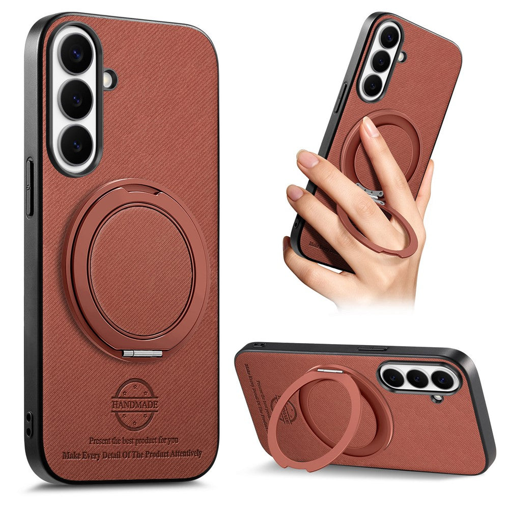 For Samsung Galaxy S24+ Case Rotatable Kickstand Jeans Cloth Texture Leather Anti-Fall Phone Back Cover