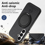 For Samsung Galaxy S24 FE Case Rotatable Kickstand Jeans Cloth Texture Leather Anti-Fall Phone Back Cover